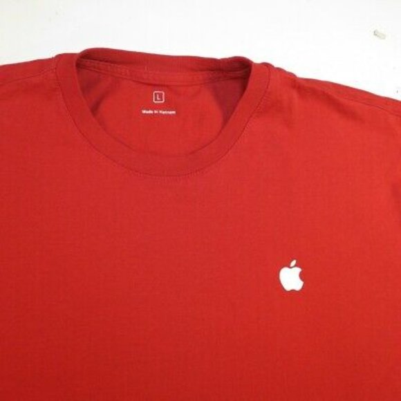 AUTH APPLE STORE MAC EMPLOYEE CREW STAFF UNIFORM TEE T SHIRT Mens L Red - Picture 2 of 2